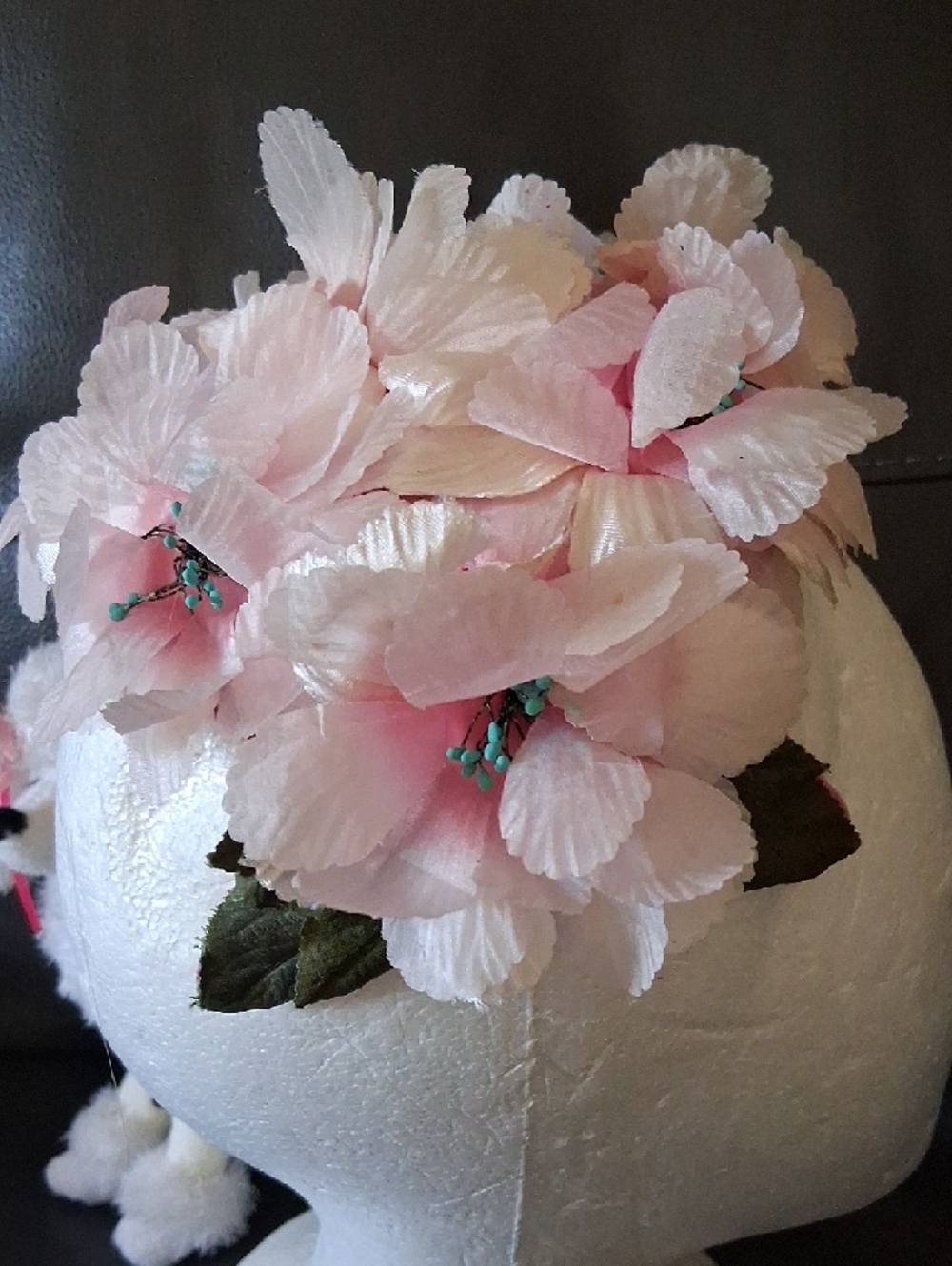 Vintage Pink Floral Hat 1960's - Picture 3 of 7